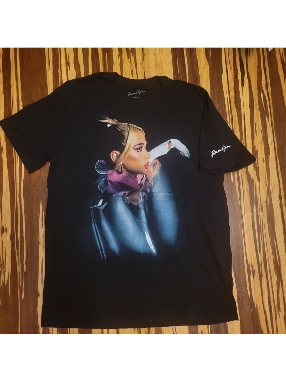 Dina Lipa Black Graphic T-Shirt with Portrait Design Size XL